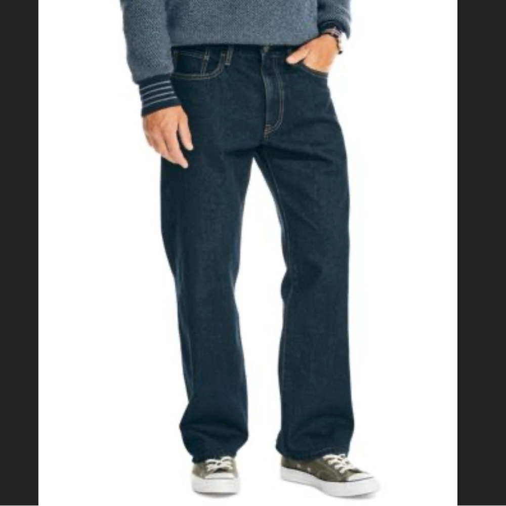 Nautica Men’s Jeans N Loose Fit Dark Denim Blue Black EUC 30 x 30
